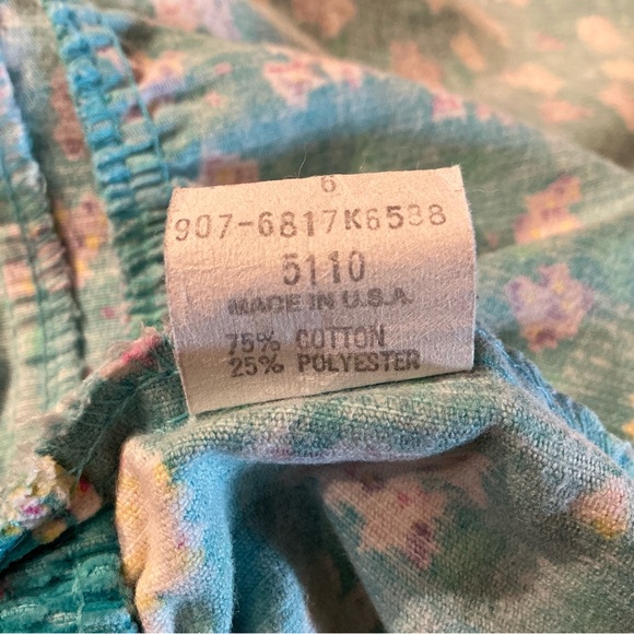 Vintage Oshkosh B’Gosh Corduroy Overall Jumper Dress 6 Blue Pink Floral USA Made - Picture 12 of 14